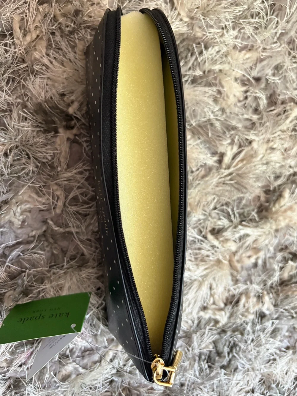 NWT kate spade Black with White Polka Dot Pencil Case